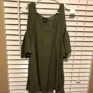 Torrid military green cold shoulder blouse